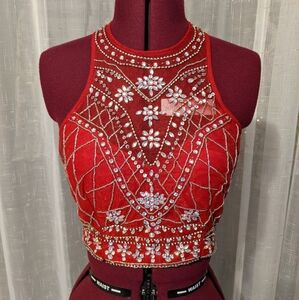 Red rhinestone top by B. Darlin